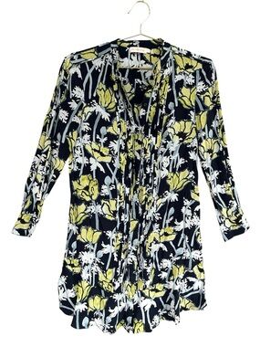 Tory Burch Cora Silk Shift Dress by Navy Poppies Bloom, Size 0 $498